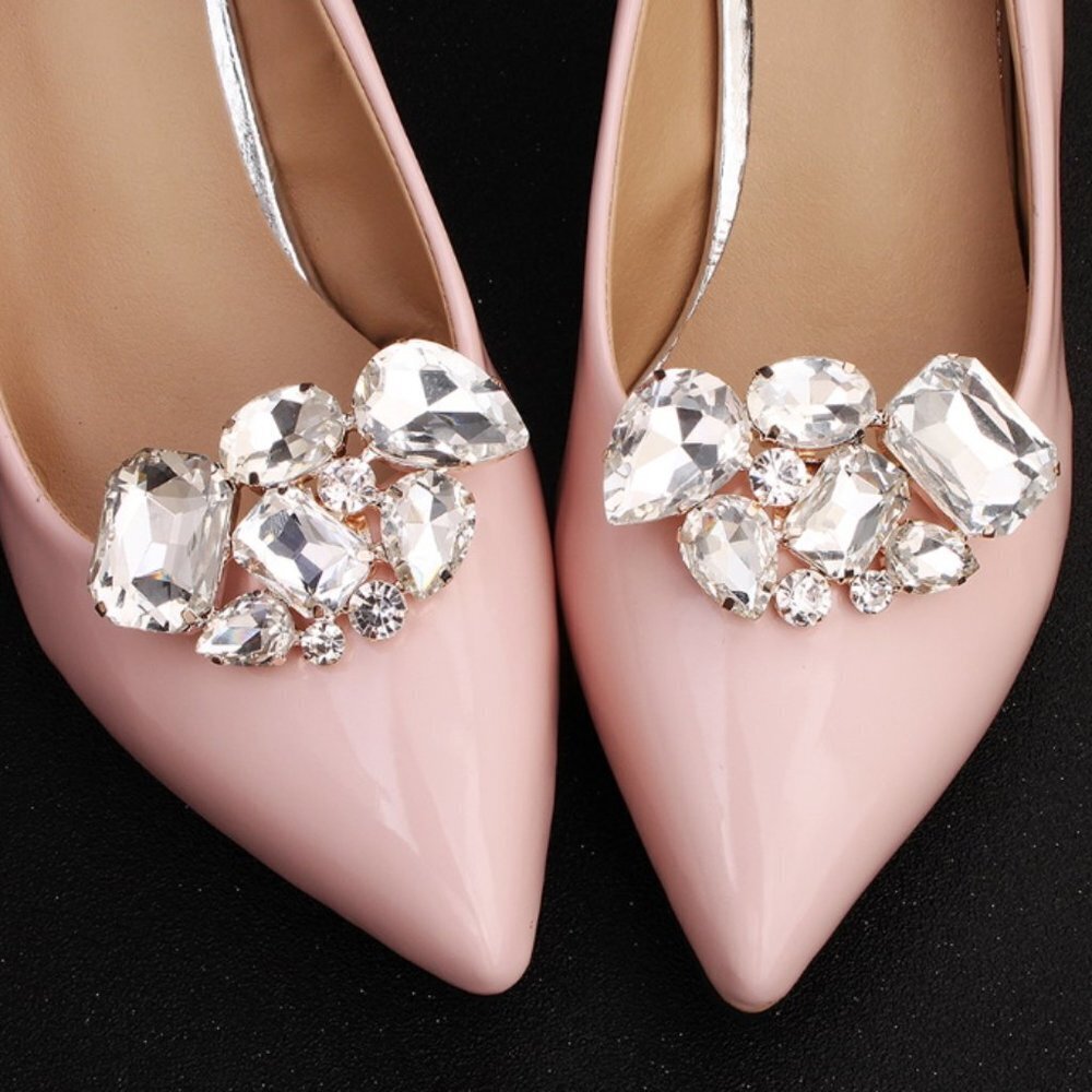 Shoe clips elegance elegant crystal silver tone wedding bridal party new large